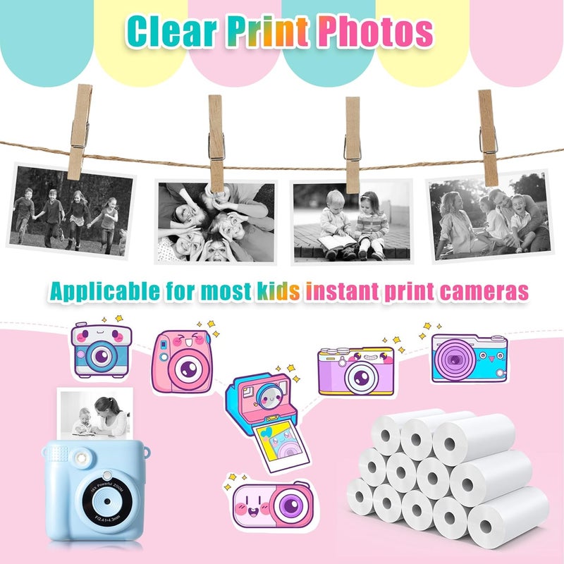 Hikkon 12 Rolls Instant Print Camera for Kids Refill Print Paper - Thermal Print Paper Rolls Photo Print HD Printing for Most Kids Instant Camera - Paper Only(White-12) - Image 4